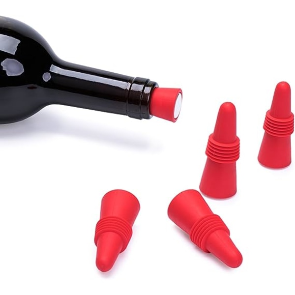 Vinpropper (sett med 5), silikonpropper for vinflasker og drikkeflaskepropper, rød propp for drikkevinstopper f