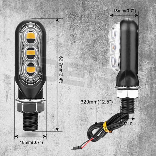 2 stk. 3LED Mini-kørelys til motorcykel Blinklys LED S