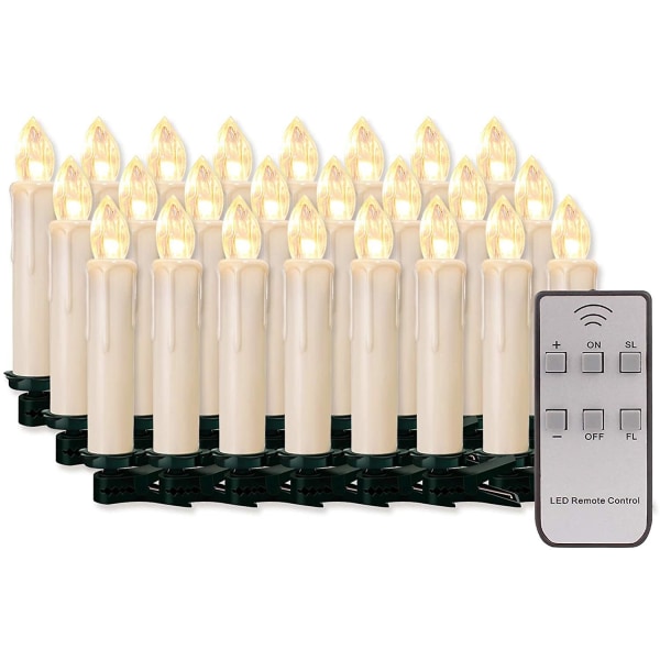 20 Pcs Led Candles Led Fairy Lights Cordless Dimmable Candlelights Flameless Christmas Candles For Christmas Tree, Christmas Decoration, Wedding, Birt