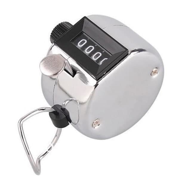 Mekanisk teller i metall, sølv