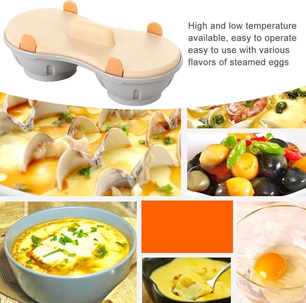 Microwave Egg Cooker - 22*11*8 cm - 2 Cavities, Poached Egg Maker, Poaching Cups - Egg Poacher, Kitchen Utensils - Orange