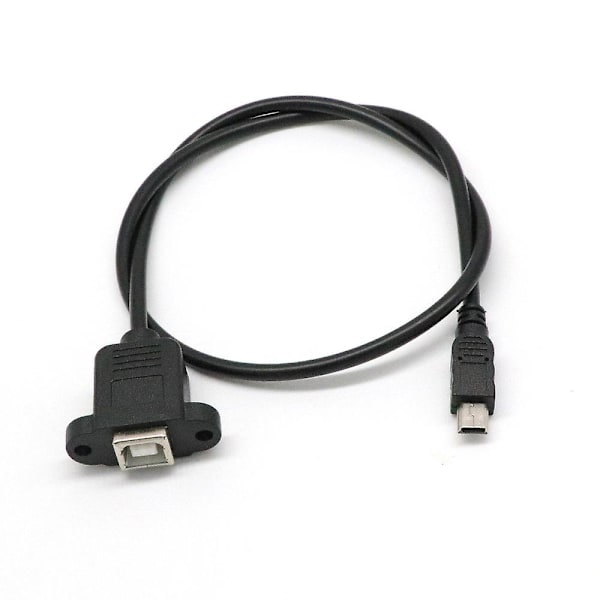 Panelmonteret kabel + skrue Mini USB 5-polet han til USB 2.0 B stik hun sort