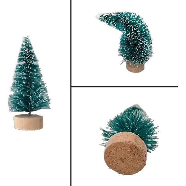 50 stk. Mini Kunstige Juletræer (3,5/4,5/6,5/8,5 cm) Små Miniaturetræer Med Sneeffekt Grøn Julebord Dekoration Showcase DIY