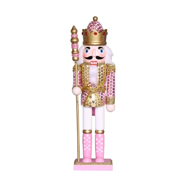 Joulupuinen vaaleanpunainen kuningas Pähkinänsärkijä Soldier Ornament Doll Collectible