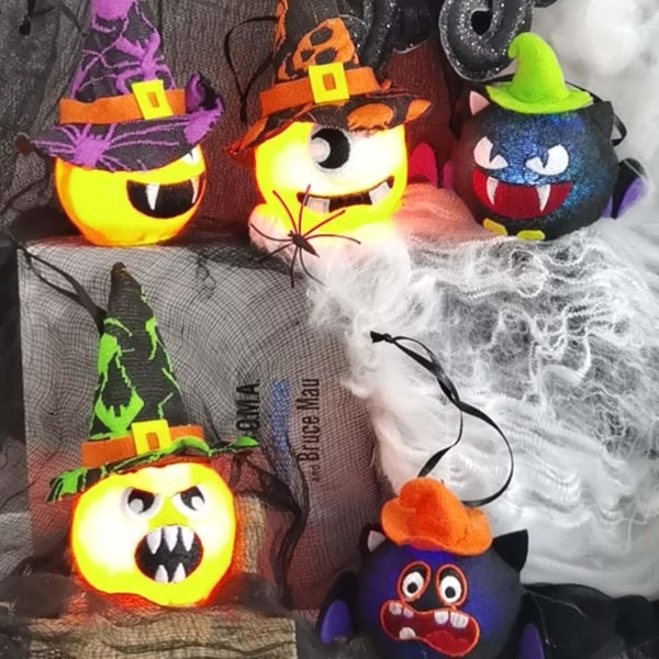 DPumpkin Bat Witch Hat Hængende Dekoration Lys Op Væggen Hjem Fest Indendørs UdendørsD