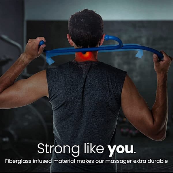 Back and Neck Massager - Blue - for Pain Relief from Trigger Points, Fibromyalgia, and Self-Massage with Hook Therapy