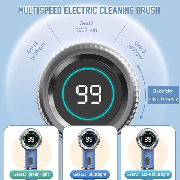 Handheld Electric Scrubber with 5 Brush Heads - Powerful Scrubber for Bathroom, Sink, Grill