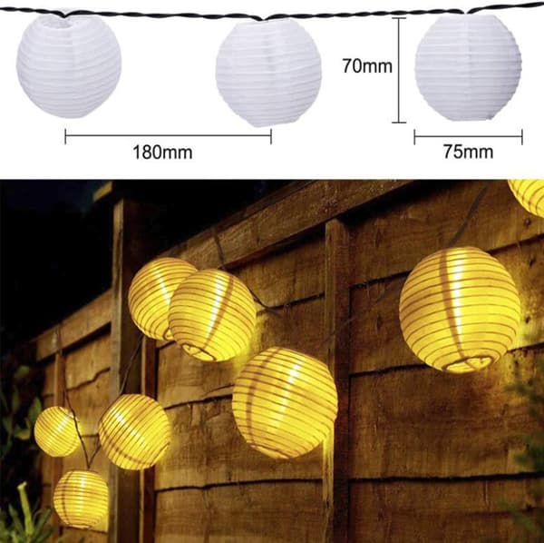 Qedertek Solcellelamper Lanterne Udendørs 6 Meter 30 LED