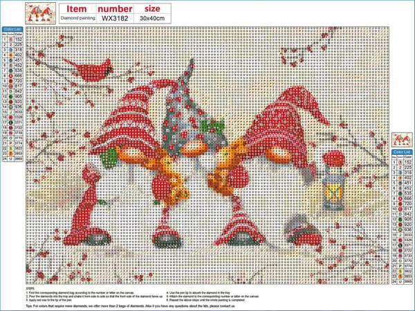 (30) 4 dele DIY Diamantmaling Julekit, 5D Julebroderi