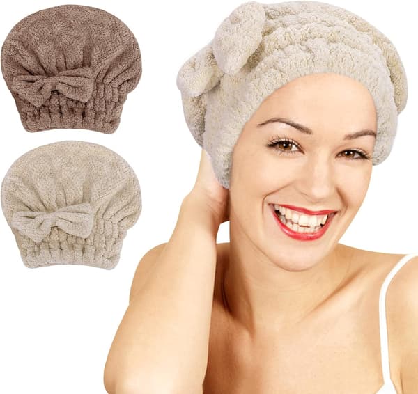 (Kaffebrun) 2-pack mikrofiberhårhanddukar, superabsorberande