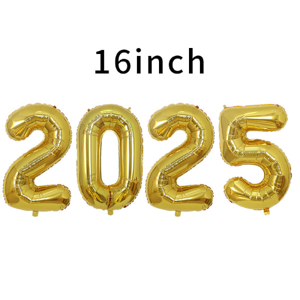 5-pack 2025 Ballonger, 16 tum 2025 Nummerballonger, 2025 Guldballonger, Stora Folieballonger med Glad Nyår för Nyårsafton