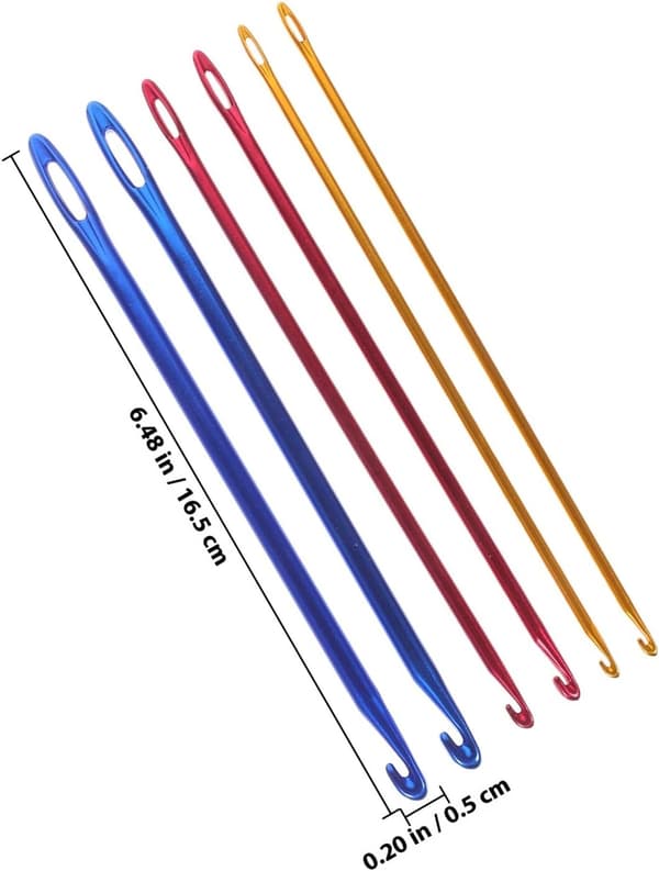 6 Pcs Crochet Knitting Tools Extra Long Hooks for Yarn Craft Weaving Knitting Aluminum