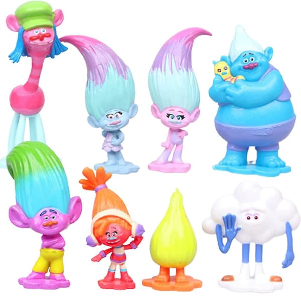 12 stk. Trollleker, Mini Trollfigurleker Samleobjekt Modelldukker Minifigurer Borddekorasjon Gave til barn