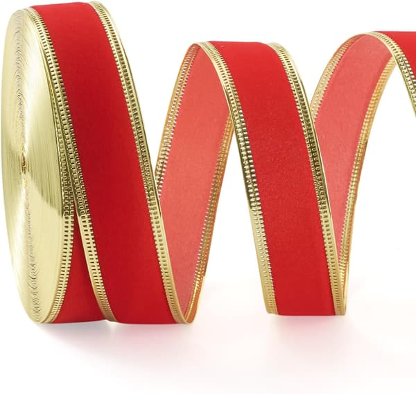 22 Yards Rött Sammet Flocked Band Polyester Hantverk | röd