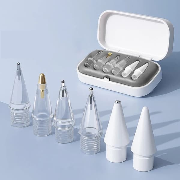 Pen tip set compatible with Apple Pencil, 6-piece set for sketching and note-taking – silent tips (2.0, 3.0, 3.5, bullet, 2B needle tube, 2B) with storage box 20