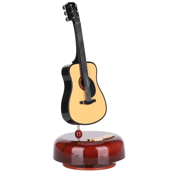 Mini gitarr roterande speldosa - Liten heminredning, musikinstrument prydnader, perfekt present