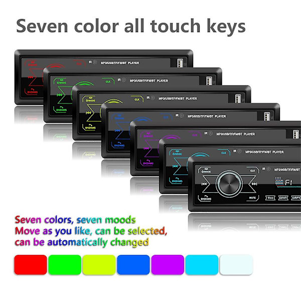 Skærm Dobbelt Usb Mobil Bluetooth Mp3 Afspiller Syv Farve Lys Kort Radio Sort