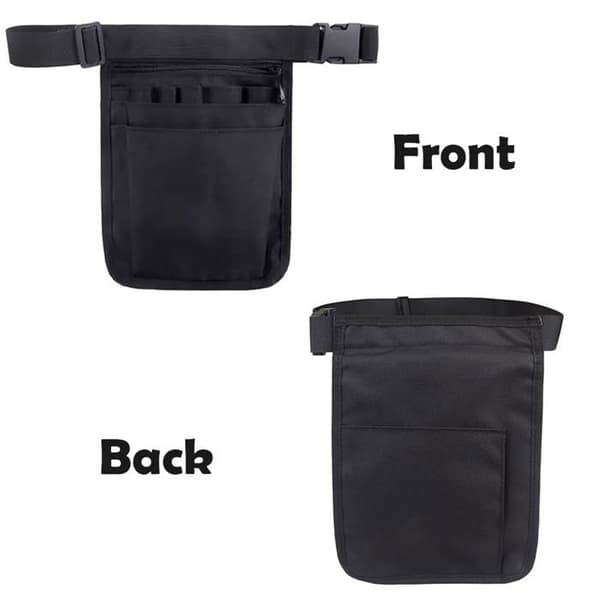 Nurse Belt Bag Multifunctional Nurse Tool Holder with Multiple Pockets Adjustable - Black