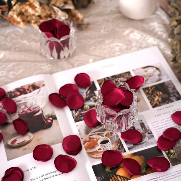 Roseblader for Valentinsdagdekor, Separert Klar til Bruk Myke Silkeblomsterblader for Bryllup Blomstjentekurv, Bord