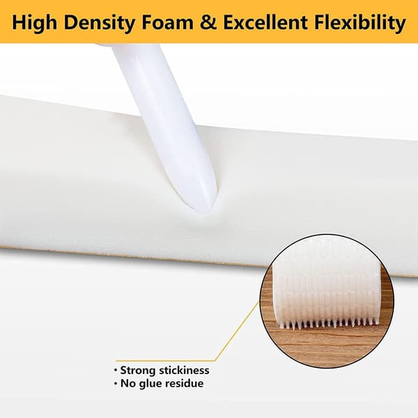 Weatherproof Self-Adhesive Foam Strips for Sealing Doors and Windows to Prevent Cold Drafts 2 Rolls Total 4M Long White