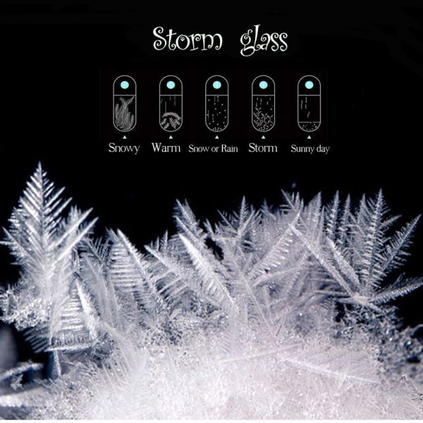 Storm Glass Værmelding Barometerflaske Diamond Predictor Dekor for skrivebord i hjemmet eller på kontoret med utskåret trebunn