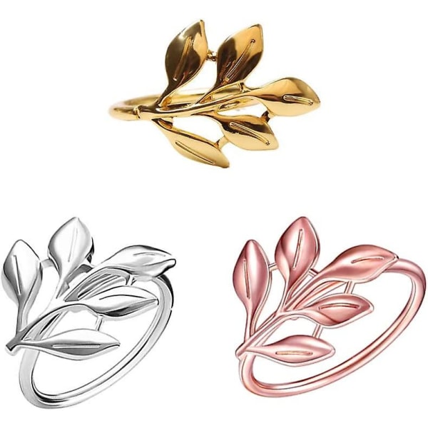 Servietringe Sæt Servietringe Blad Knapper Metal Serviet Til Jul Thanksgiving Fester Bryllup Pynt Bord Guld Dekoration 6stk