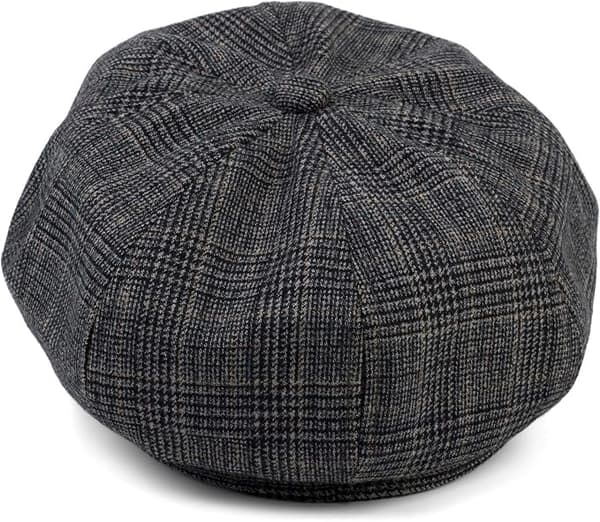 Glen Check Pattern Women's Cap Balloon Hat Newsboy Cap