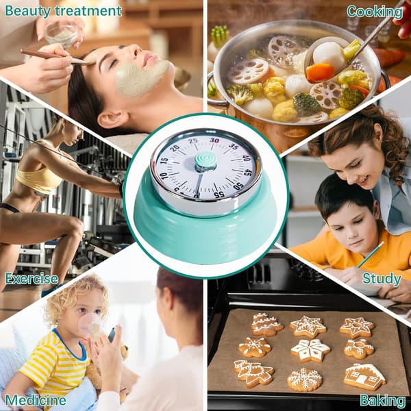 Kitchen Clock, 360 Degree Rotating Mechanical Timer, Teaching Aid for Home and School, Silent Operation for Office and Conference
