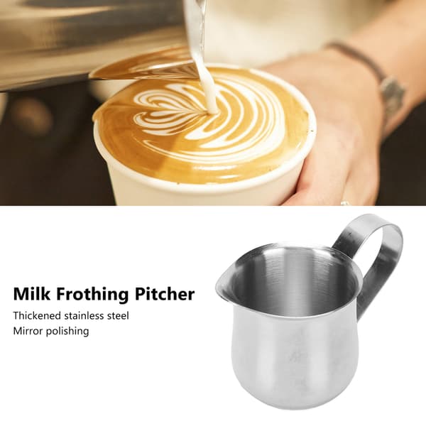 Mælkeskummer i rustfrit stål, ergonomisk mælkeskummer, kande, kaffekande, 2 oz