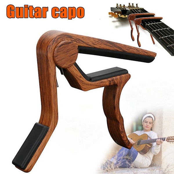 Gitarr Capo Premium Capo för Akustiska El- och Klassiska Gitarrer Ukulele Trämönster 12