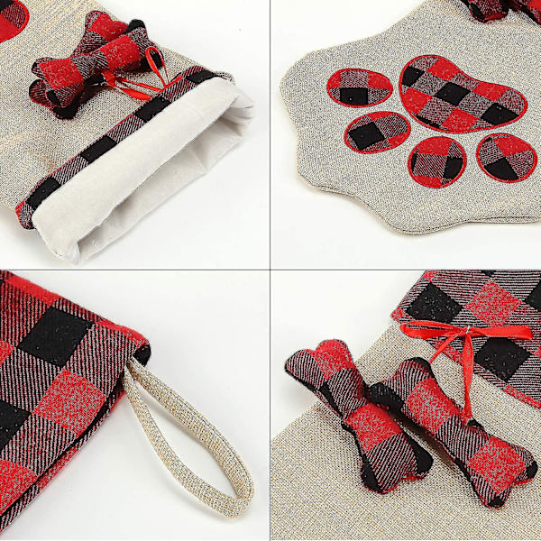 Jule Strømper Plaid Strømper 18\" Burlap Hængende Jule Strømpe, Plaid Jule Strømper Til Børn Godteposer Strømper Gaveholdende Sæt Til C