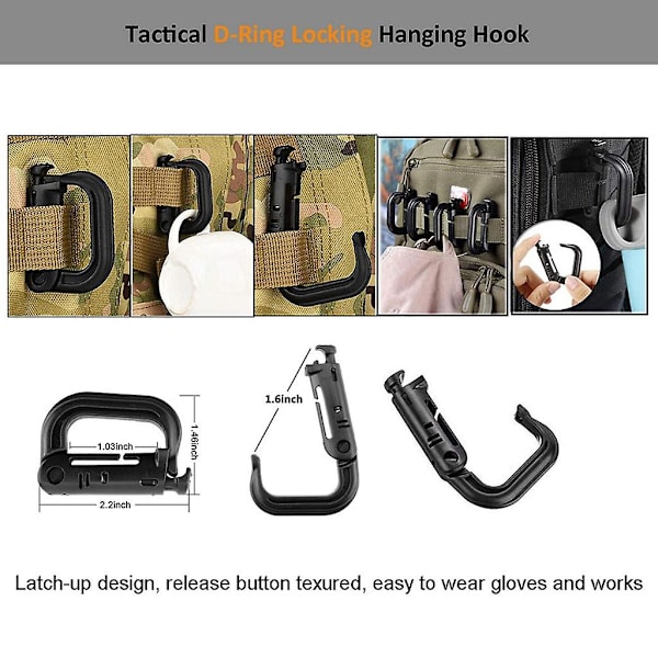 35 st Tac-tiska Växelfästen för Molle Ryggsäckar, Webbing, D-ringar
