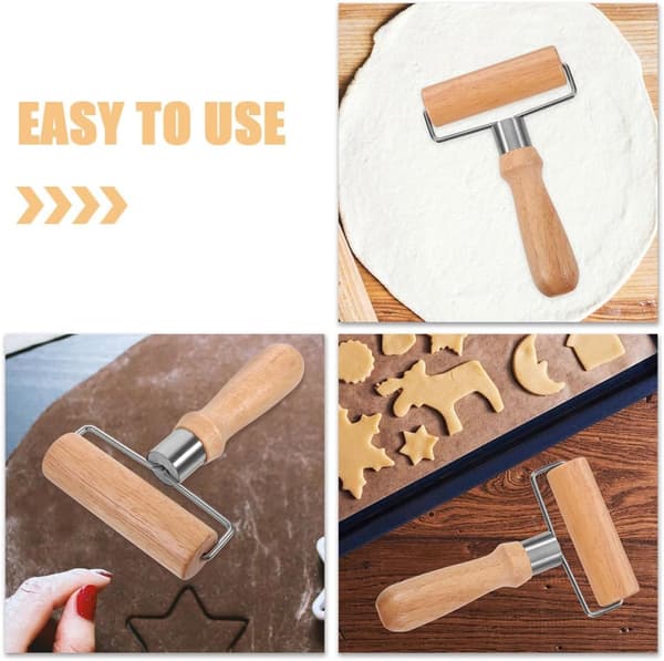 Rolling Pin Dough Roller 12 inch Wood Nonstick Precise Pressing Reusable Kitchen Baking Tool