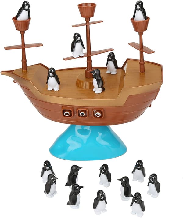 Spännande piratskeppsbalansspel - Se till att pingvinerna inte faller!