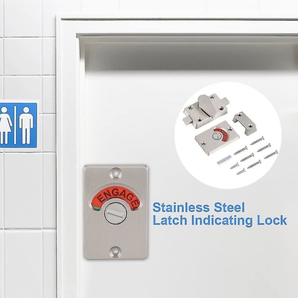 Dörrlås i rostfritt stål med integritetsindikator för offentlig toalett i badrum med skruvar Betterlifefg
