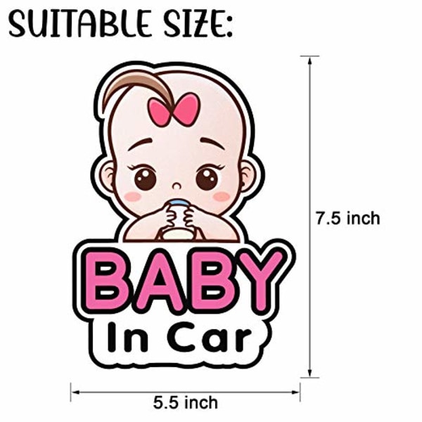 2 st baby i-bil-dekaler skylt och dekal för flicka, baby -dekal, avtagbar säkerhetsdekal, anslagstavla, söt baby
