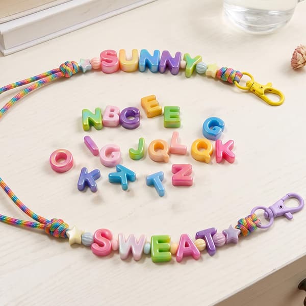 26-pack stora bokstavspärlor med stort hål, tjocka bubbelalfabetspärlor Large Letter Beads I