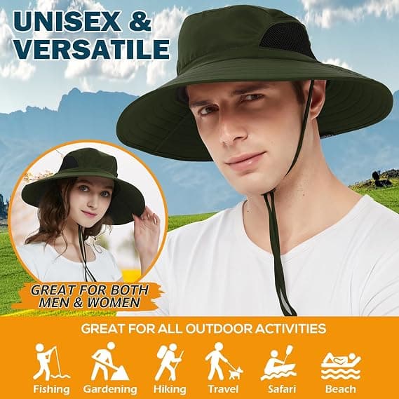 Unisex Sun Hat, Waterproof Foldable Hat, Army Green