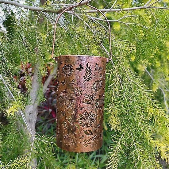 Sunflower Hanging Garden Lamp IP55 Waterproof Automatic Solar Charging Hollow Design Hanging Solar Lantern Decoration