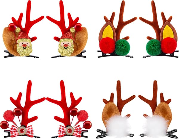 4 par julhårspännen med ren horn hårklämmor älg E