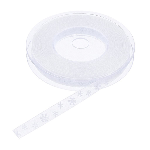 Vit Polyester Tryckt Jul Grosgrain Band DIY Julparty Wrap Dekoration Vit