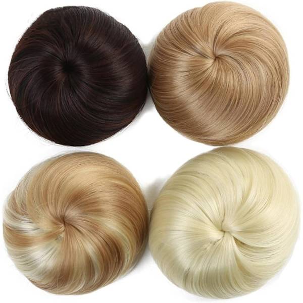 Peruk för kvinnor Syntetiskt hår Chignon Rak Donut Chignon Hårfäste Syntetisk spets Falsk Balett Chignon för kvinnor flickor damer Kvinnlig syntetisk peruk