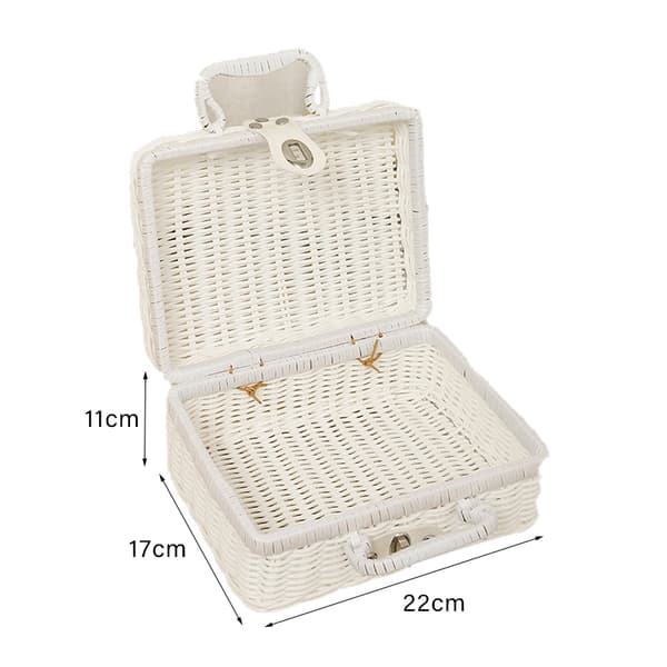 Odorless Woven Picnic Basket Retro Storage Box Ring Handle Outdoor Use