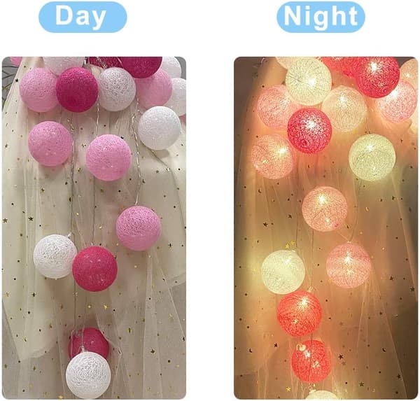 Cotton Ball String Lights, Indoor Christmas Decoration, 3M G