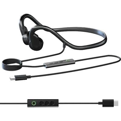 Wired Bone Conduction Headphones, No Earbuds, HD Microphone