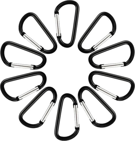 Karbinhake Nyckelring i Aluminium 2,4 Tum Karbinhake Nyckelring Svart (10-pack)