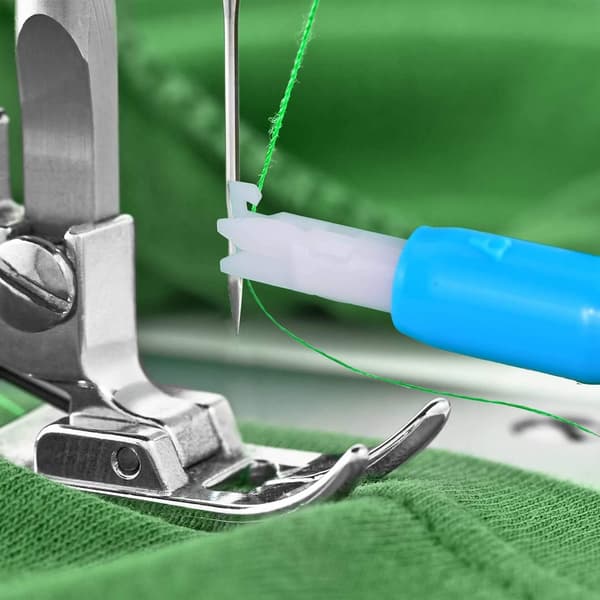 Sewing Machine Needle Threader Tool, Automatic Threader, Fixed Needle Threading Aid (Blue)