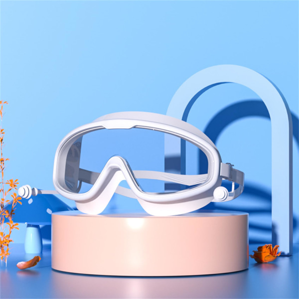 Simglasögon, Ergonomisk Transparent Vattentät Simglasögon med stor ram tävling (White One)