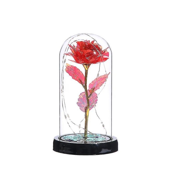 Ruusulahja naisille, kaunotar ja hirviö Ruusun lumottu ruusu galaksiruusu lasikupolissa Led-keijuvaloilla äitienpäiväksi Ystävänpäivä Chr