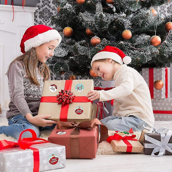 Juleferie-klistremerker, 1000 stykker juleetikett-klistremerker, runde juleklistremerker, gaveklistremerker til jul, perfekte klistremerker til julegaver